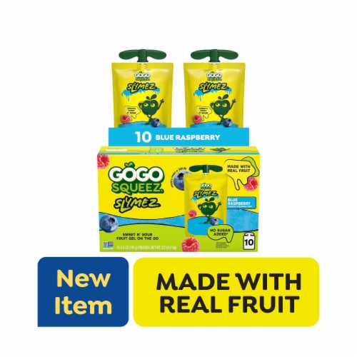 GoGo Squeez Blue Raspberry Slymez 10 - 3.5 oz Pouches