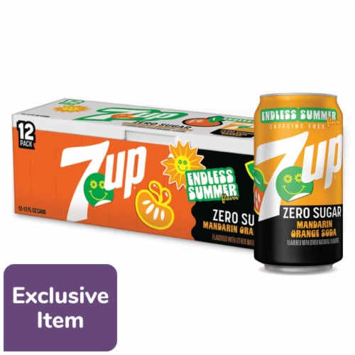 7UP Mandarin Orange Zero Sugar Endless Summer Limited Edition Soda Cans