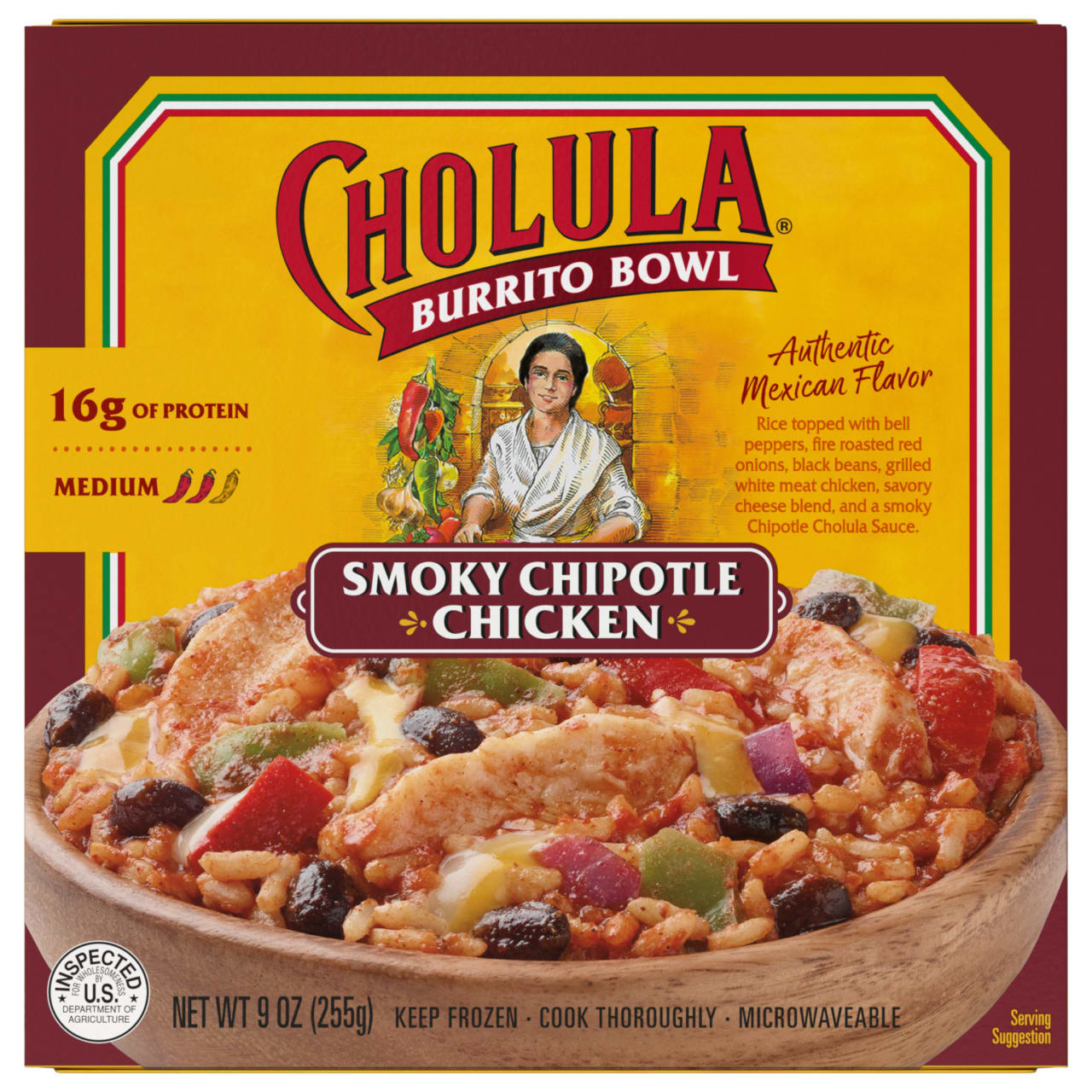 Cholula Smoky Chipotle Chicken Frozen Burrito Bowl, 9 oz