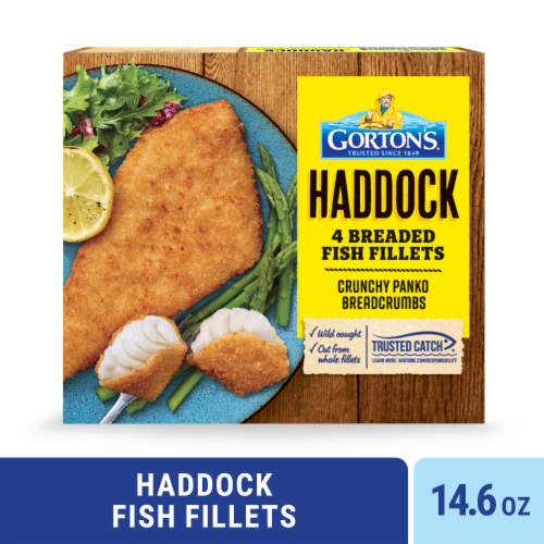 Gorton’s Breaded Fish Fillets Cut from Whole Fillets, Haddock, Crunchy Panko Breadcrumbs, Frozen