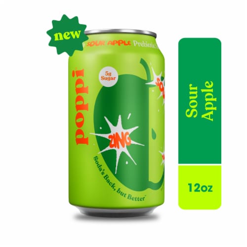 Poppi Sour Apple Prebiotic Soda Can