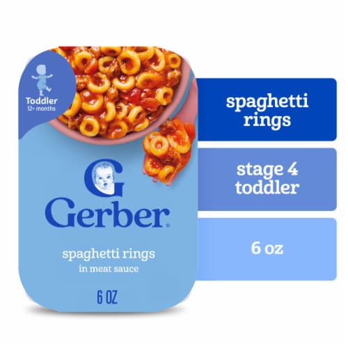 Gerber Mealtime for Toddler Spaghetti Rings in Meat Sauce Toddler Food 6 oz Tray