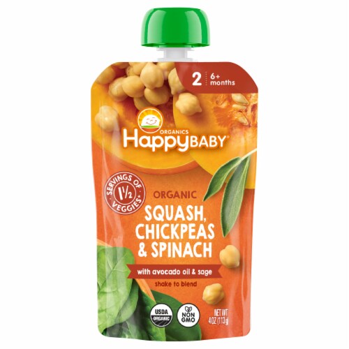 Happy Family Organics Happy Baby 6+ Months Organic Squash Chickpeas & Spinach
