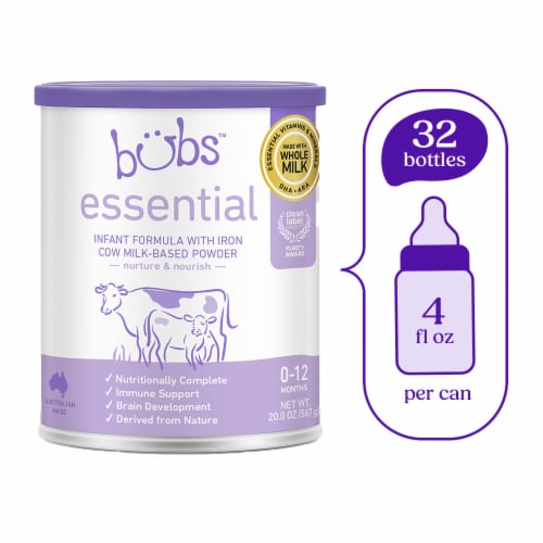 Bubs Essential Cow-Milk Based Infant Formula Powder (Babies 0-12 Months) - 20oz