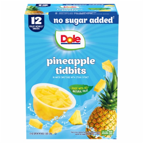 Dole Pineapple Tidbits in Water Sweetened with Stevia Extract 12 - 4 oz Cups