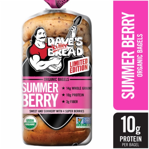 Dave's Killer Bread Summer Berry Bagels, Limited Edition Organic Bagels, 5 Count