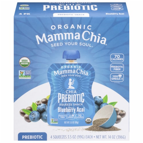 Mamma Chia® Organic Blueberry Acai Prebiotic Squeeze Snack