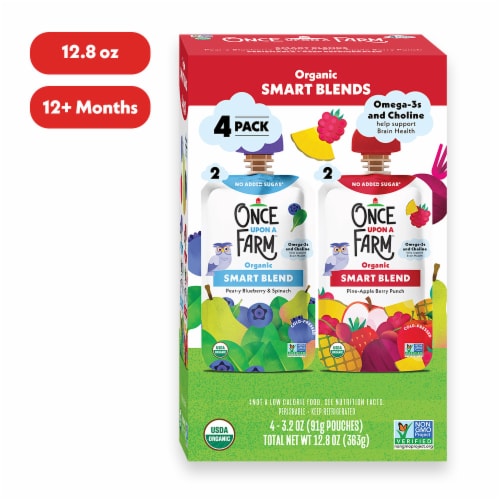 Once Upon a Farm™ Smart Blend Pear-y Blueberry Spinach & Pine-Apple Berry Punch Organic Pouches