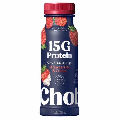 Chobani Zero Added Sugar Strawberries & Cream Greek Yogurt Drink 7 fl oz