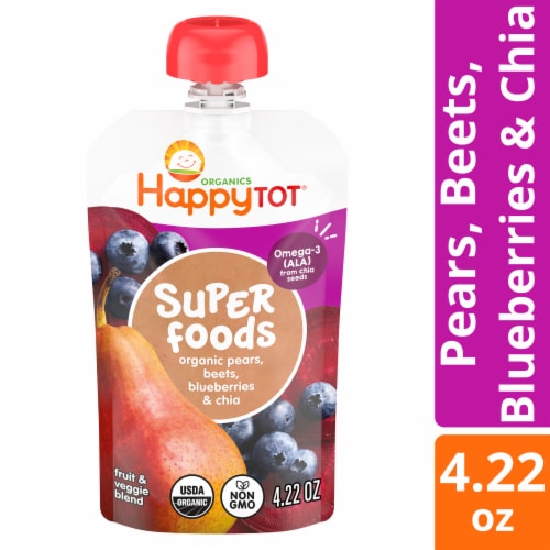 Happy Tot Organics Super Foods Stage Pears Beets & Blueberries Organic Toddler Food Pouch