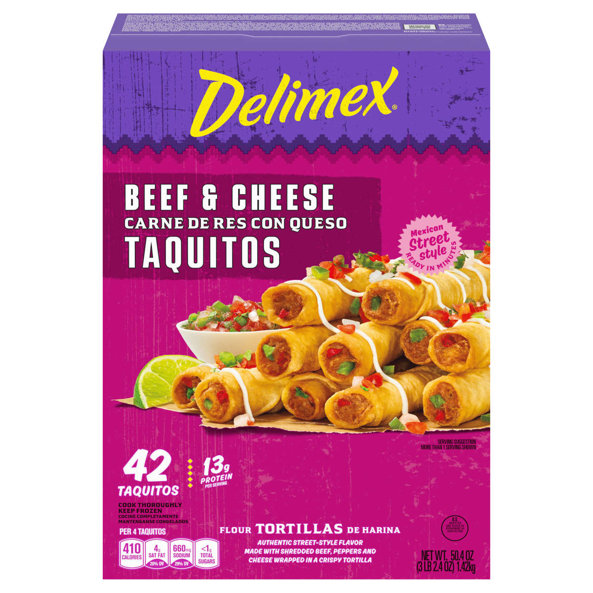 Beef & Cheese Large Flour Taquitos Frozen Snacks
