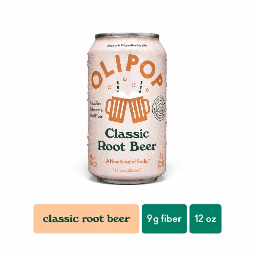 Olipop® Classic Root Beer Prebiotic Soda Can, Refrigerated