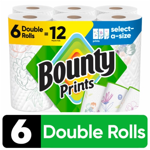 Bounty Paper Towels Select-A-Size Print 6 Double Rolls