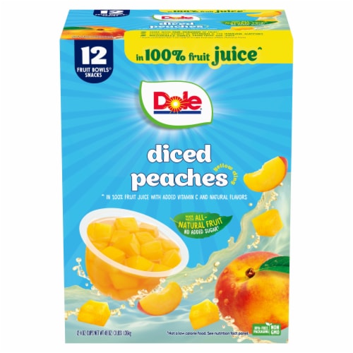 Dole Diced Peaches in 100% Fruit Juice 12 - 4 oz Cups