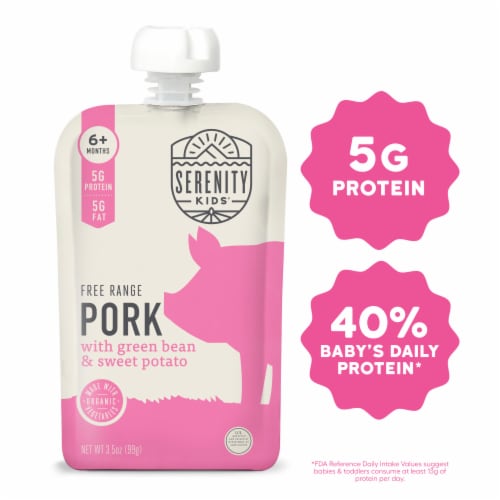 Serenity Kids Free Range Pork with Organic Green Bean & Sweet Potato Baby Food Pouch