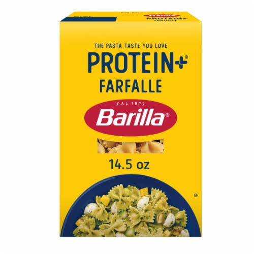 Barilla Protein+ (Plus) Farfalle Pasta Non-GMO and Kosher Certified Plant Based Protein Pasta