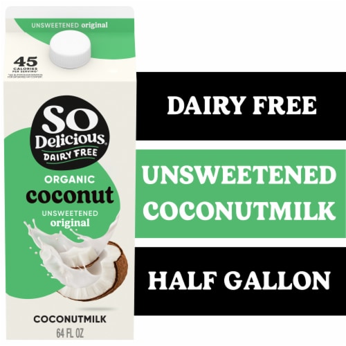 So Delicious Dairy Free Organic Unsweetened Plain Coconut Milk Half Gallon