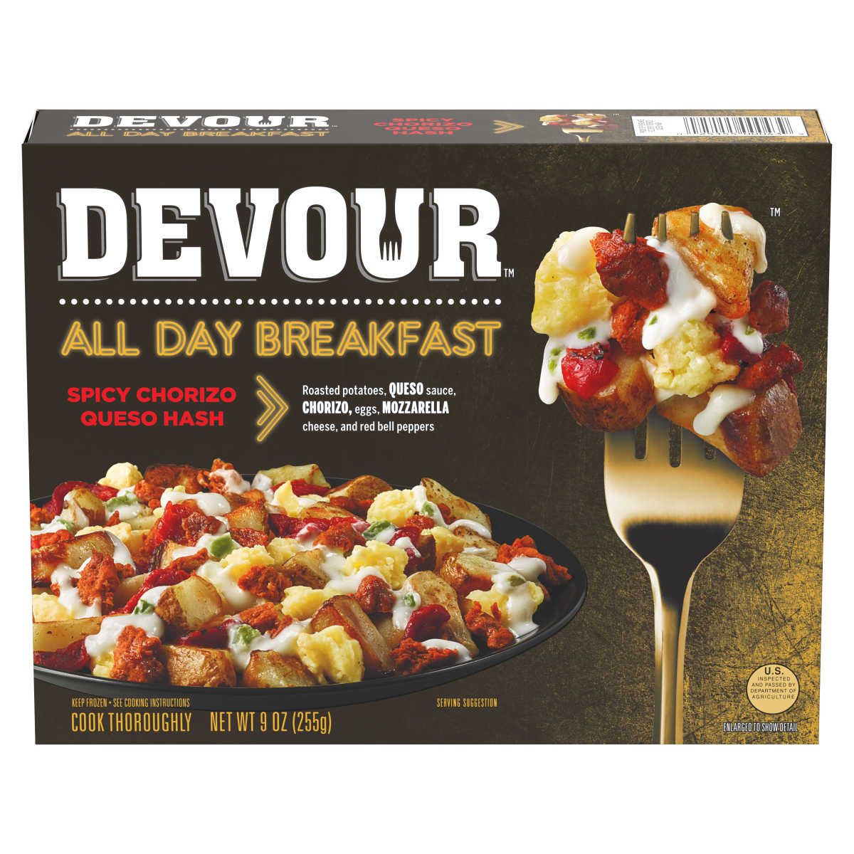 Spicy Chorizo Queso Hash, Jalapeno Queso Sauce & Mozarella Cheese Frozen Meal