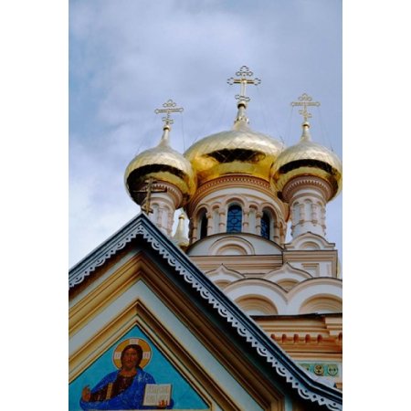 Gold Onion Dome of Alexander Nevsky Cathedral Russian Orthodox Church Yalta Ukraine Canvas Art - Cindy Miller Hopkins DanitaDelimont (17 X 26)