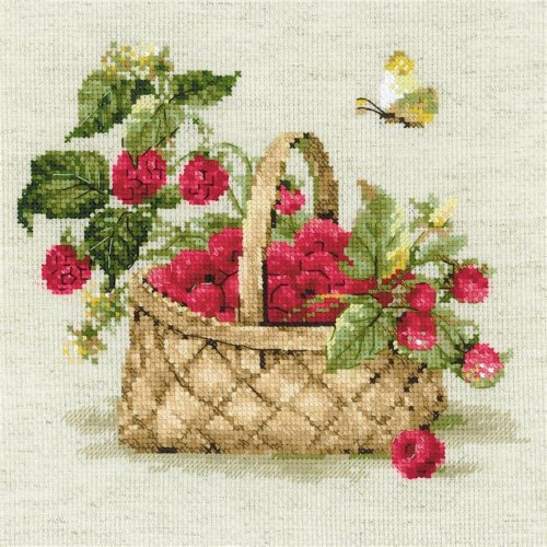 11.75 X 11.75 in. Basket of Raspberries Counted Cross Stitch Kit - 10 Count