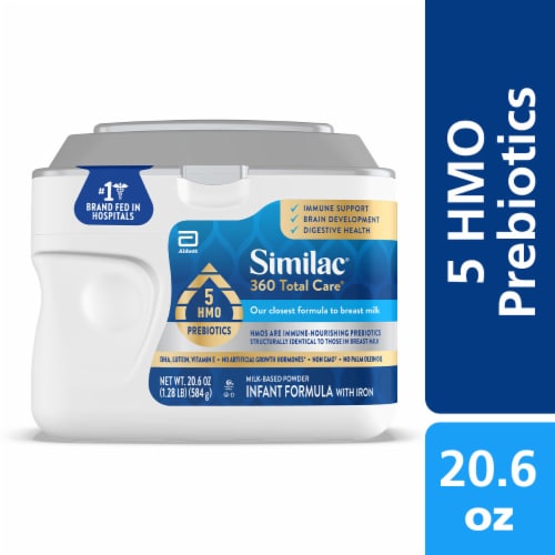Similac 360 Total Care Infant Formula Powder, Has 5 HMO Prebiotics, 20.6-oz Tub