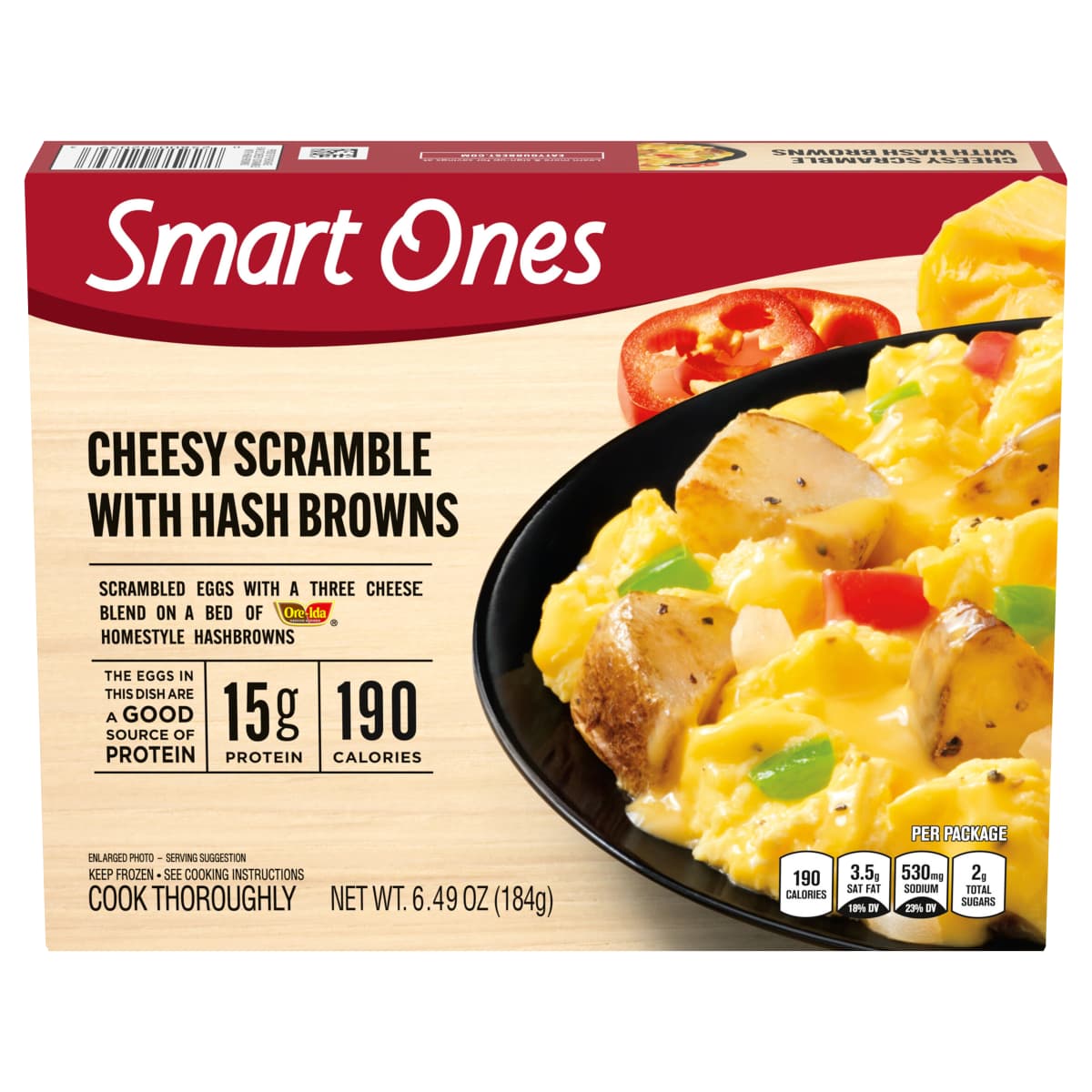 Hash Browns, Eggs & Cheddar, Monterey Jack & Mozzarella Cheeses Frozen Meal