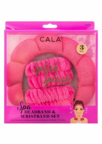 Cala® Spa Headband & Wristband Set - Hot Pink