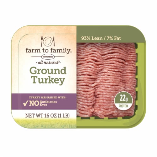 Farm to Family by Butterball Antibiotic Free All Natural 93% Lean/7% Fat Fresh Ground Turkey