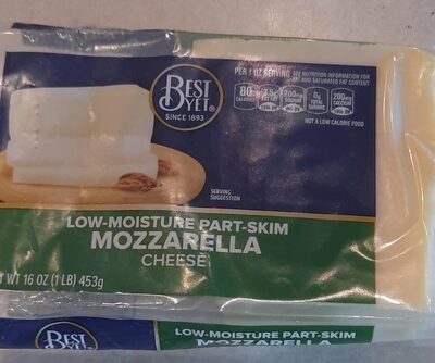 Best Yet Part Skim Mozzarella Cheese 16 oz