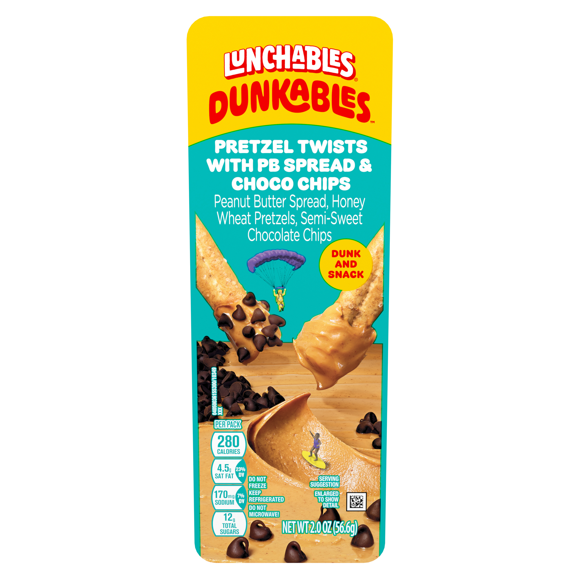 Dunkables Pretzel Twists with PB Spread & Choco Chips Snack Kit