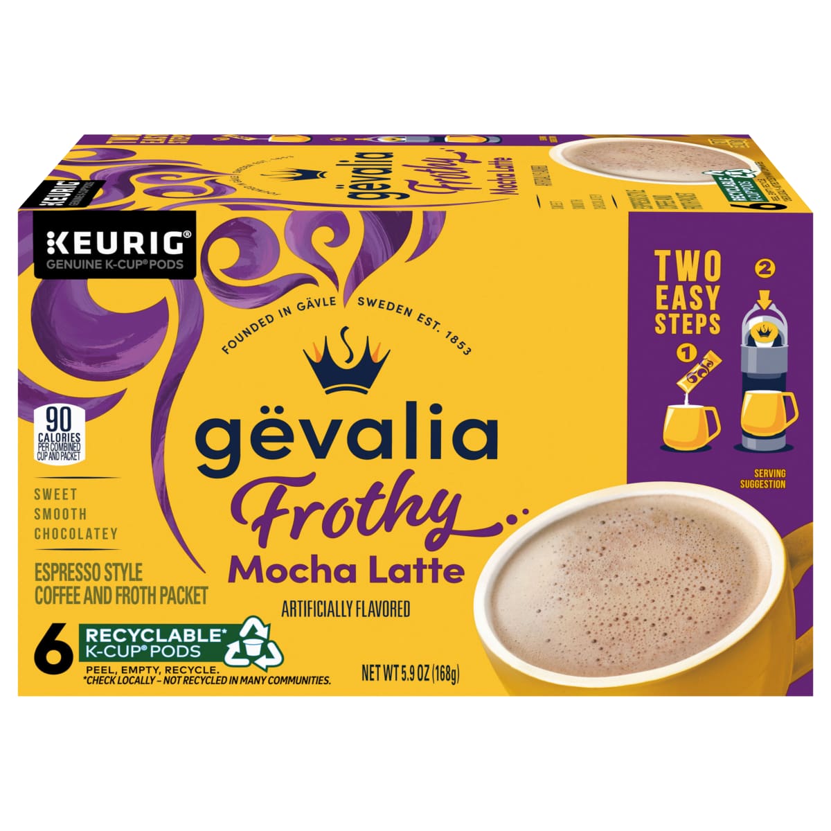 Frothy 2-Step Mocha Latte Espresso Style K-Cup® Coffee Pods & Froth Packets Kit