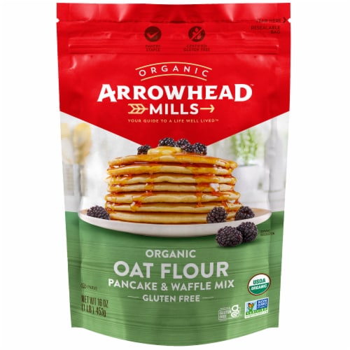 Arrowhead Mills Organic Oat Flour Gluten Free Pancake Mix and Waffle Mix, 16 Oz Bag