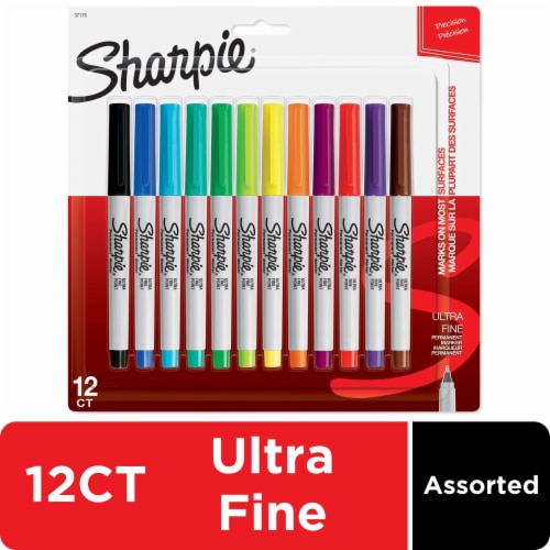 Sharpie Permanent Markers, Ultra Fine Point, Assorted Colors, 12 Count