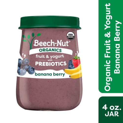 Beech-Nut Organics Fruit & Yogurt Baby Food + Prebiotics, Banana Berry, Stage 2