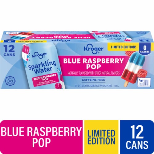 Kroger® Caffeine Free Blue Raspberry Pop Sparkling Water Cans