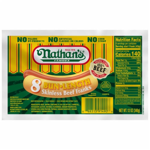 Nathan's® Famous Bun Length Skinless Beef Franks