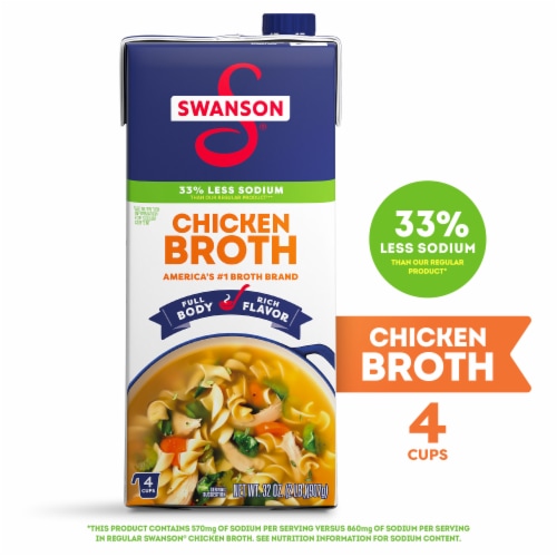 Swanson® 33% Less Sodium Chicken Broth, 32 oz Carton