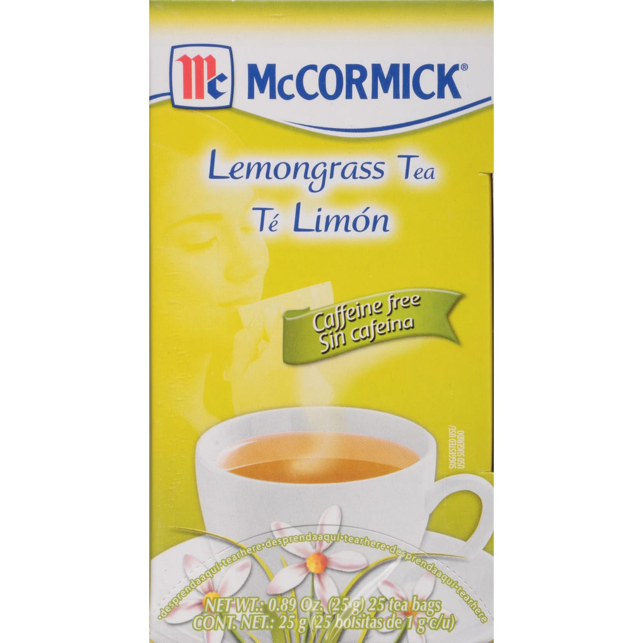 McCormick Caffeine Free Lemongrass Tea 25 Count Box, 0.89 oz