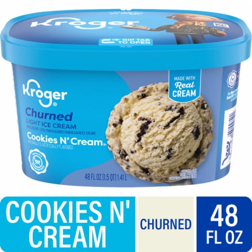 Kroger® Churned Cookies and Cream Light Ice Cream Tub