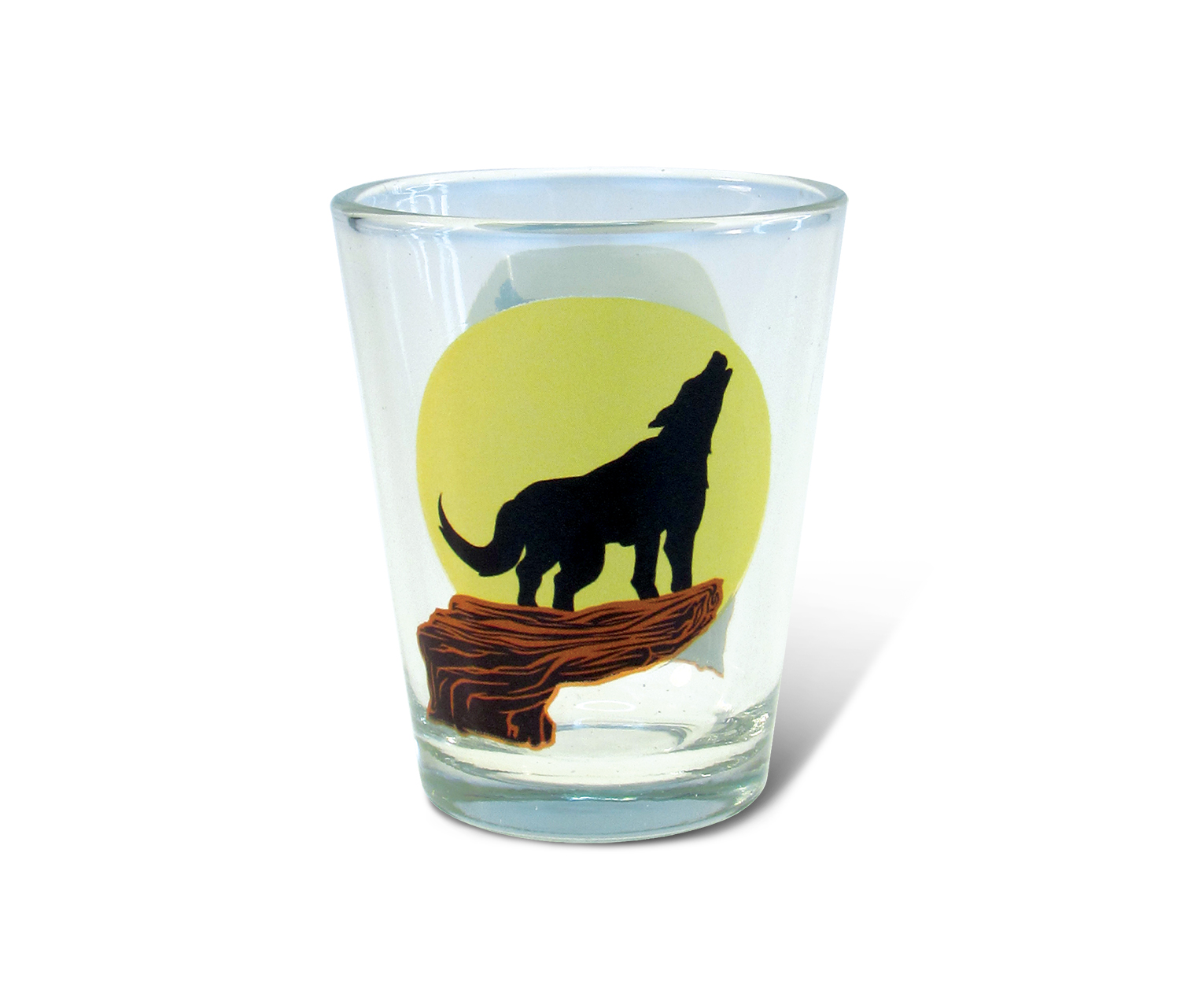 Puzzled Clear Majestic Wolf Shot Glass, 1.70 Oz. Tequila Cocktail Whisky Vodka Unbreakable Glassware Novelty Shooter Glasses Handcrafted Drinkware Wil