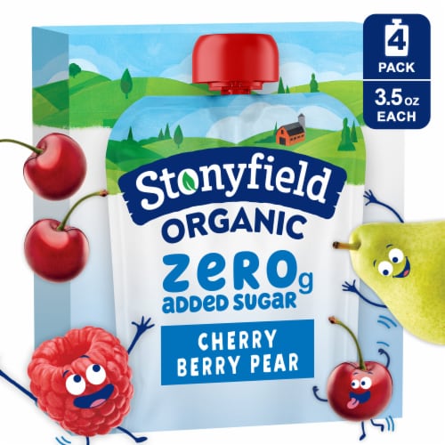Stonyfield® Organic Kids Zero G Added Sugar Cherry Berry Pear Whole Milk Yogurt Pouches