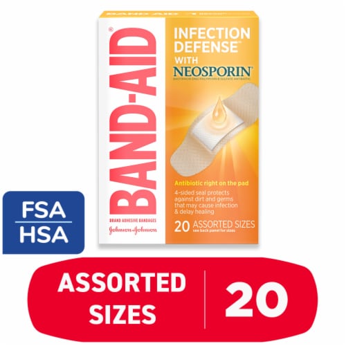 BAND-AID Brand Infection Defense With Neosporin Assorted Sizes Adhesive Bandages
