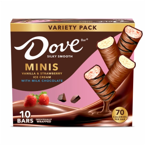DOVE Vanilla & Strawberry Ice Cream Mini Milk Chocolate Individually Wrapped Ice Cream Bars