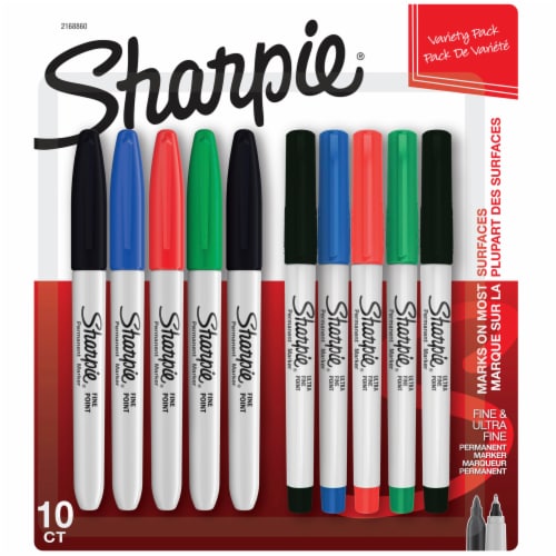 Sharpie® Permanent Markers, Fine and Ultra-Fine Points, Assorted, 10 Count