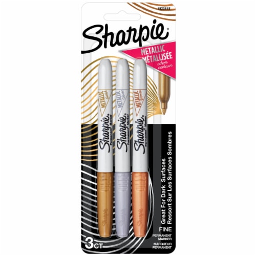 Sharpie® Metallic Permanent Markers, Fine Point, Assorted Metallic, 3 Count