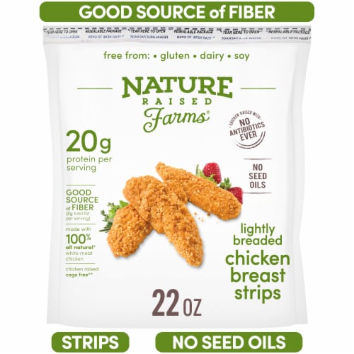 Nature Raised Farms® Lightly Breaded Chicken Breast Strips Fully Cooked Frozen