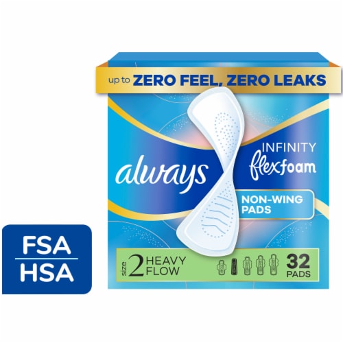 Always Infinity Size 2 FlexFoam Heavy Flow Unscented Pads
