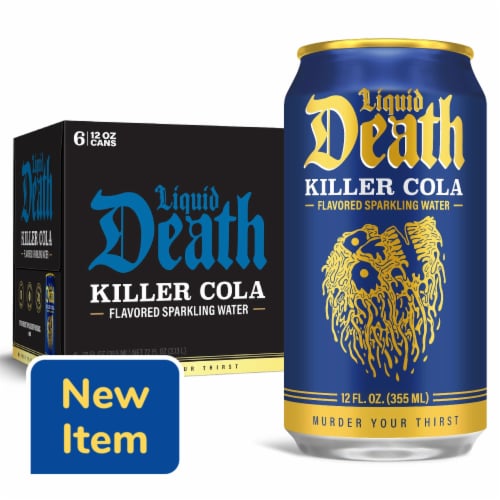 Liquid Death Killer Cola Soda-Flavored Sparkling Water Cans