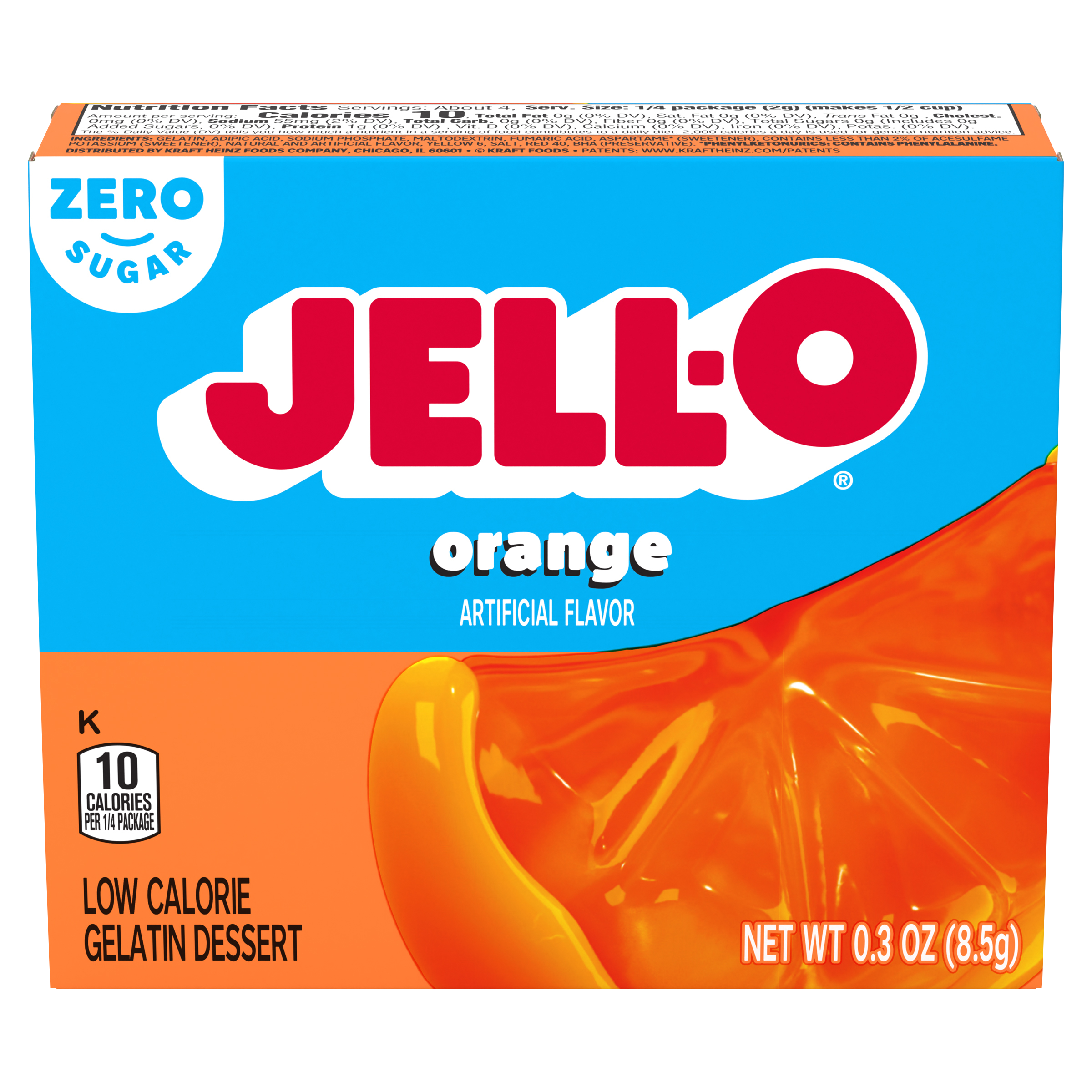 Zero Sugar Orange Flavor Gelatin