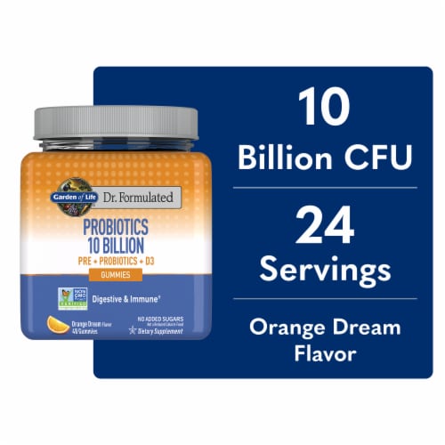 Garden of Life Dr. Formulated Probiotics, Prebiotics, Vitamin D3, Orange Dream Gummies